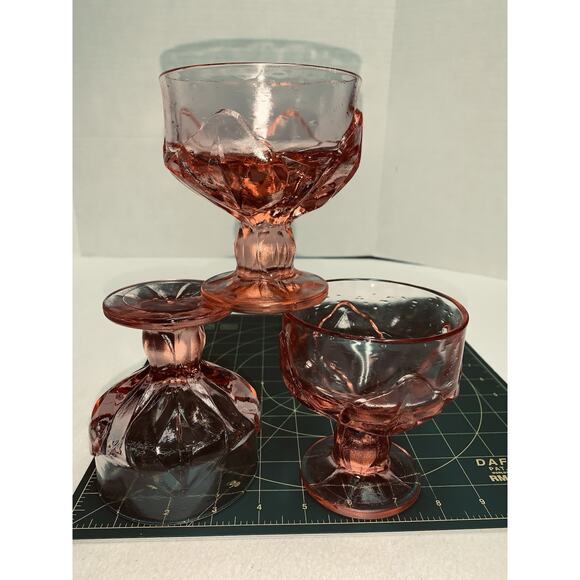 Lot of 3 Tiffin Franciscan Glass Pink Cabaret Champagne Sherbet 4.5" Tall Tulip - Picture 6 of 11